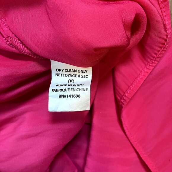 For 2 by Ramy Brook Dark Pink Tie Collar Balloon Sleeve Lightweight Top (Size M) - Picture 4 of 5